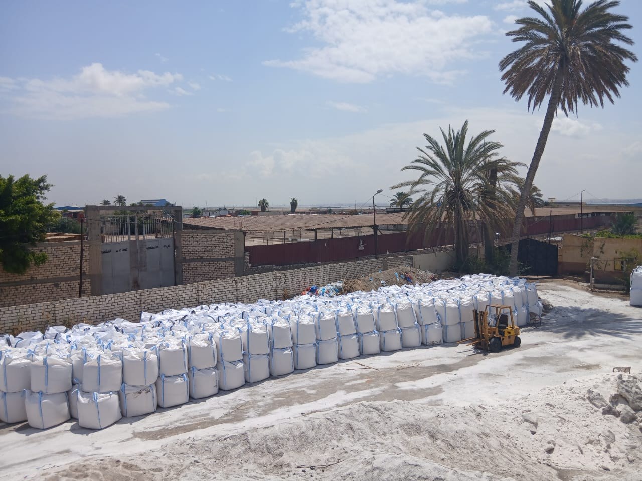 Bulk bags staged in yard